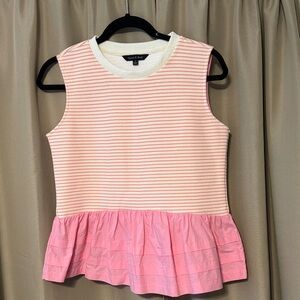 Ruffle Pink and White Striped Sleeveless Top